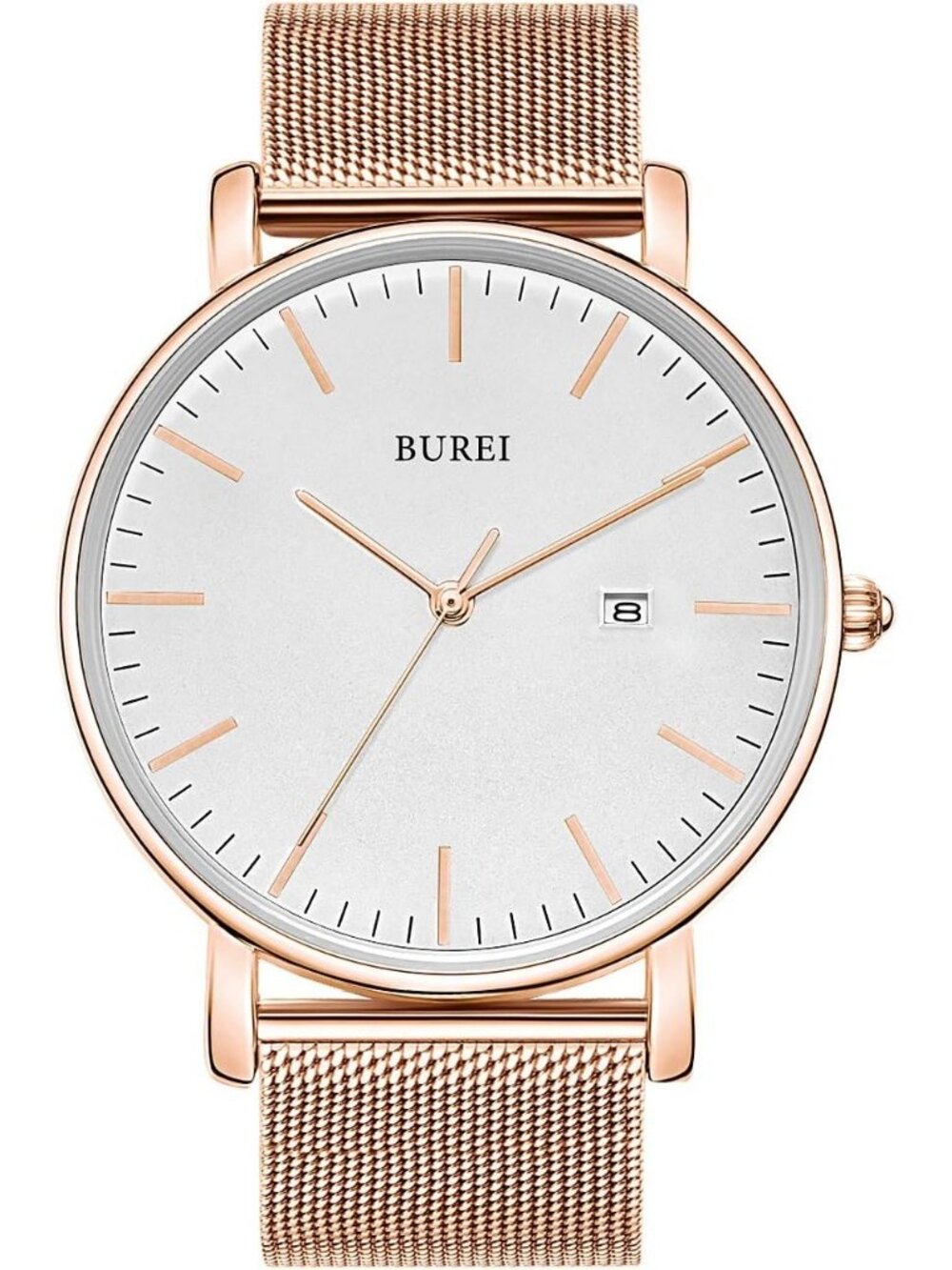 Men's Rose Gold Classic Mesh Strap Minimalist Analog Quartz Waterproof Watch